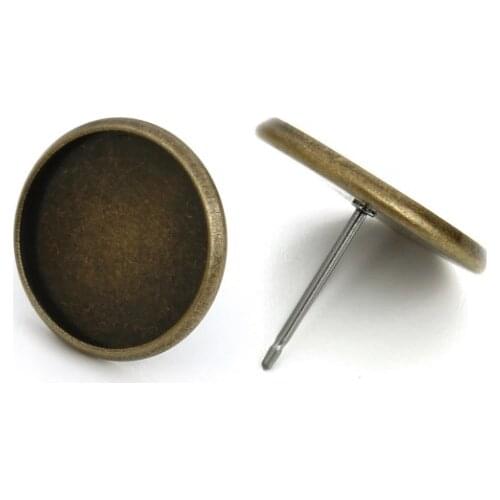 20pcs/lot copper antiquity bronze Cabochon Base Tray Bezels Blank Setting Supplies For Jewelry Making Findings Ear studs