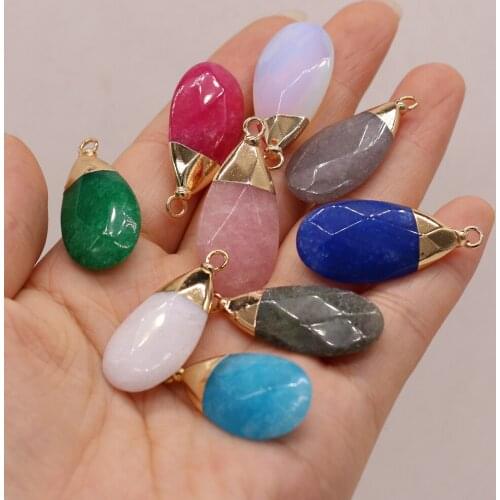 2pcs/lot Charms Natural Agates Stone Pendant Water Drop Shape Pendant for Making DIY Necklace Accessories Size 15x35mm