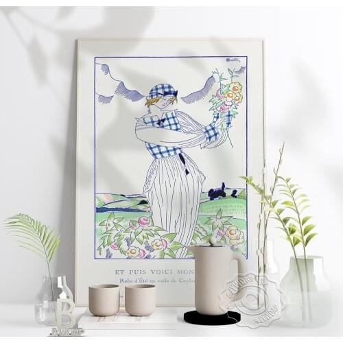 Et Puis Voici Mon Coeur Poster, Colored Drawing Woman Take Flowers Dance Exhibition Prints Poster, Nordic Style Home Decor Gift