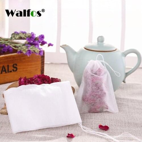 WALFOS New Teabags 100Pcs/Lot 5.5 x 7CM Empty Tea Bags With String Heal Seal Filter Paper for Herb Loose Tea
