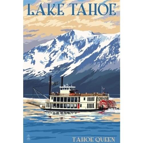 Fishing in America Lake Tahoe Queen Retro Vintage Kraft Poster Decorative DIY Wall Canvas Sticker Home Bar Posters Decoration