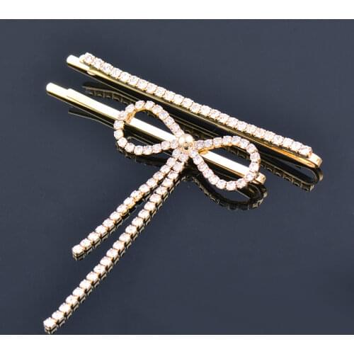 SINLEERY Shining Gold Color Pearl Bow Rectangle Hair clips Sweet Headwear For Women Fashion Jewelry hair accessories FS002 SSK