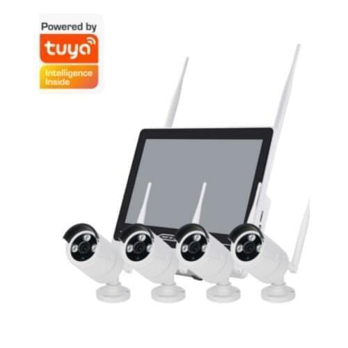 4CH Touch Screen Wireless NVR IP Camera CCTV Security Kit TuYa Smart Life Mobile Control IP Cameras Surveillance System