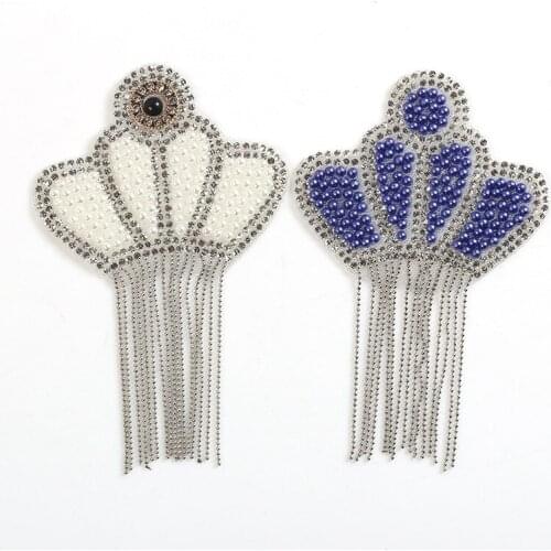 Rhinestone Diamond Pearl Crown Appliques Iron Transfer Dress Stickers Patches For Clothing Rhinestone Patches Transfer Decor