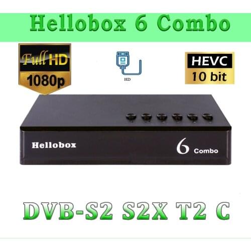 Hellobox 6 Combo Set Top Box H.265 DVB S2X DVB-T2 DVB-C support Cline Newcamd Biss Auto Powervu Satellite Receiver