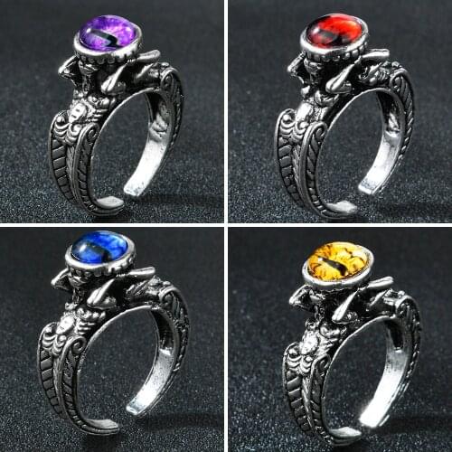 Punk Vintage Metal Color Rings For Men Women Palace Evil Eye Personality Open Ring Jewelry Gift High Quality Wholesale