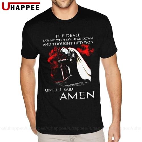 Funny Christmas Knight Templar The Devil Saw Me Tee Shirt T-Shirt Mens 5XL Short Sleeve Full Cotton O-neck T Shirt