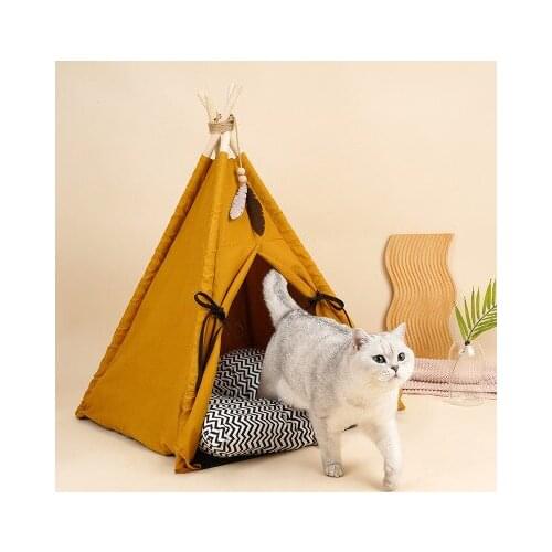 Sunset Yellow Tent Cat Litter Pet House Enclosed Winter Warm Pet Tent Winter Cat Bed Pet Supplies Dog Bed
