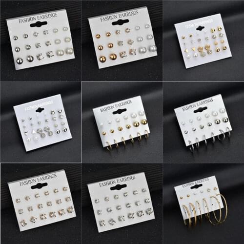 Modyle 2020 New Fashion 12 pairs/set White Simulated Pearl Stud Earrings For Women Jewelry Accessories