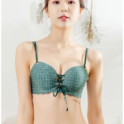 DeRuiLaDy Drawstring Bralette Wireless Push Up Bra Simple Seamless Bras for Women Sexy Lingerie Backless Comfort Soft Underwear