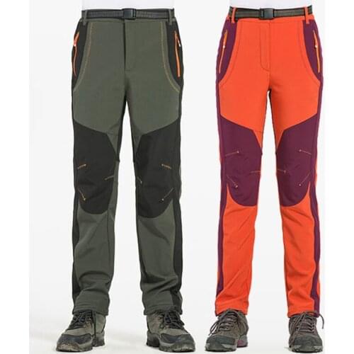 Winter Men Women Camping Hiking Pants Sport Outdoor Softshell Trousers Waterproof Windproof Thermal Trekking Ski Pants Plus Size