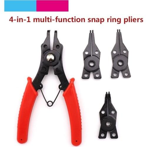 1 Set 4-in-1 Multi-function Circlip Pliers Snap Ring Pliers Multi Crimp Tool Internal External Ring Remover Retaining Pliers