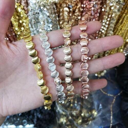 1 Strand/lot Hematite Rose Gold Silver Color Shell Shape Loose Beads for Making Jewelry DIY Bracelet and Necklace CPHB1036