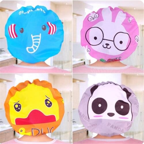 1PC Cute Cartoon Animal Baby Shower Cap Kids Hair Cap Reusable Shower cap Sauna lace Products Waterproof Shower Cap For Child