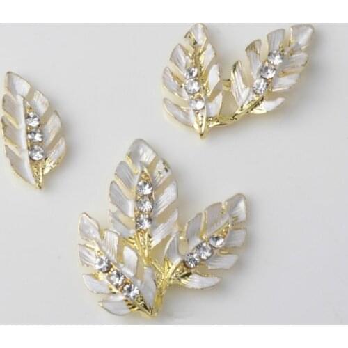 10 PCS Fashion Metal Alloy Rhinestone Leaf Connectors Charm For Jewelry Making Accessories