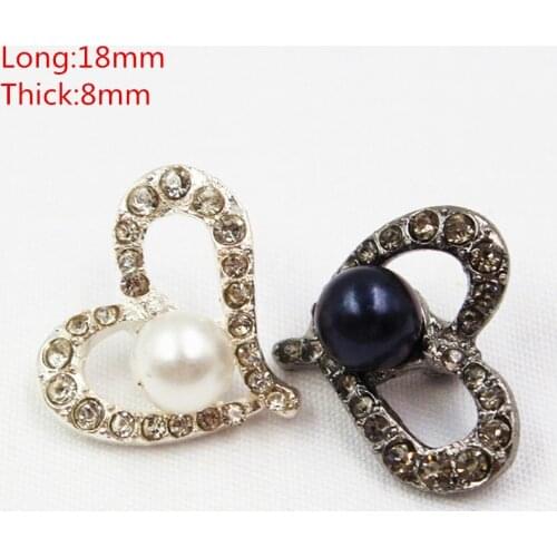 1651815,3pcs/Lot 18mm 2color select Rhinestone pearl inlaid metal buttons love Clothing accessories Jewelry Accessories diy