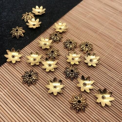 20Pcs 8 Petals Flower Loose Sparer End Bead Caps for Jewelry Making Finding Diy Bracelet Accessories Component 13.5x13.5x3.5mm