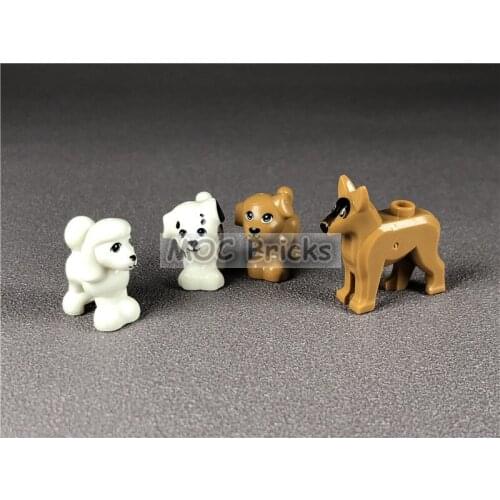 20pcs/lot MOC Bricks Animal Little brown Dog Shepherd dog Dalmatian Dolls DIY Building Blocks Toys for children Xmas Gifts