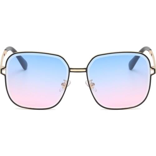 2021 New Fashion Black Square Oversized Sunglasses Big Frame Colorful Sun Glasses Female Mirror Oculos Unisex Gradient Hip Hop