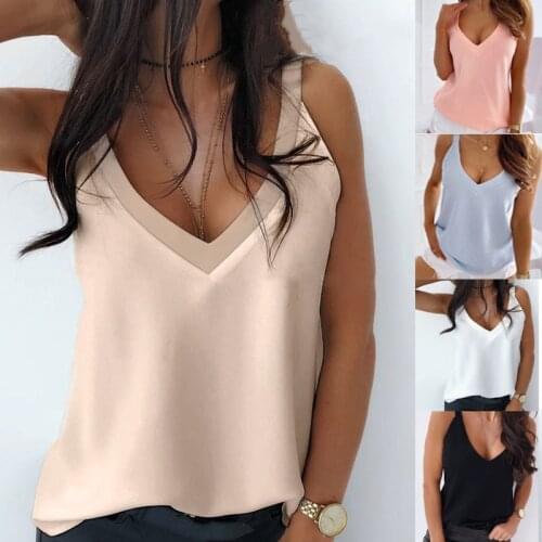 2021 New Plus Size Womens Fashion Loose Casual V neck Solid Color Sleeveless Sexy Summer Vest tank tops