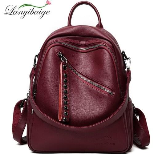 2020 Designer Brand Ladies Soft Leather Bag Ladies Casual Ladies Backpack School Teen Girl High Quality School Bag Travel Bag