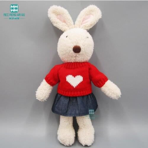30cm-60cm Toy doll Clothes for Rabbit Bear Red sweater denim skirt