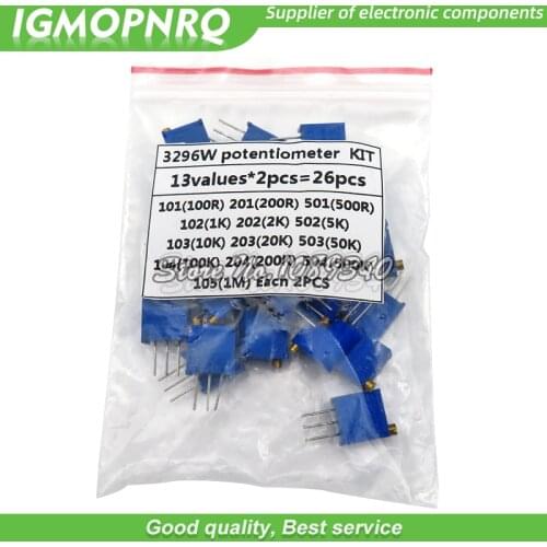 3296W potentiometer 13values*2PCS 100R 200R 500R hjxrhgal 1K 2K 5K 10K 20K 50K 100K 200K 500K 1M Variable resistors set