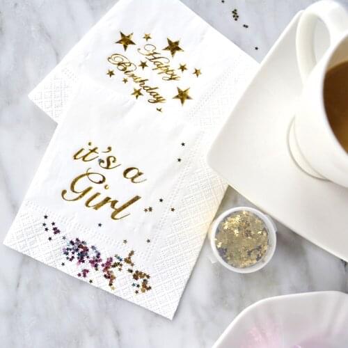 5pcs/lot Gold Foil Dot Paper Napkin Party 100% Virgin Wood Napkin Paper Baby Shower Party Decor Ornament Tissue Home Decoration