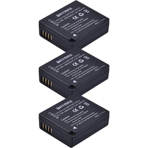 3-Pack DMW-BLG10 Battery BLG10E BLG10PP BLE9 BLE9E BLE9PP Batteries For Panasonic Lumix DMC GF6 GX7 GF3 GF5 Batteries bateria