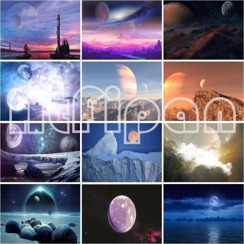 5D DIY Diamond Painting Landscape Universe Moon Diamond Art Picture Diamond Embroidery Cross Stitch Kit Home Decoration Gift