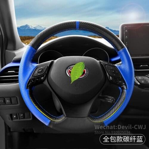 For Toyota CHR IZOA steering wheel cover premium leather hand-sewn grip cover car protective cover car accessories