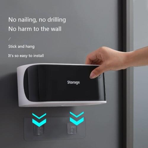 QDRRHair Dryer Holder Blower Organizer Adhesive Wall Mounted Nail Free No Drilling Stainless Steel Storage Stand For Bathroom*32