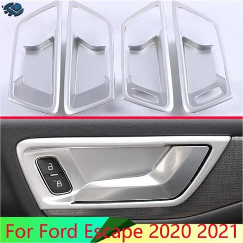 For Ford Escape Kuga 2020 2021 ABS Chrome Inner Door Handle Cover Catch Bowl Trim Insert Bezel Frame Garnish