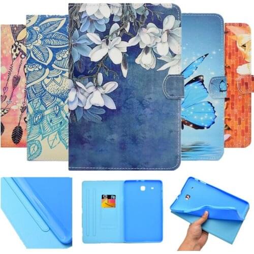 For Samsung Galaxy Tab E 9.6 T560 T561T567 Pattern Tablet Stand Case pu Leather Tab E Flip Wallet Shell cover case Card holder
