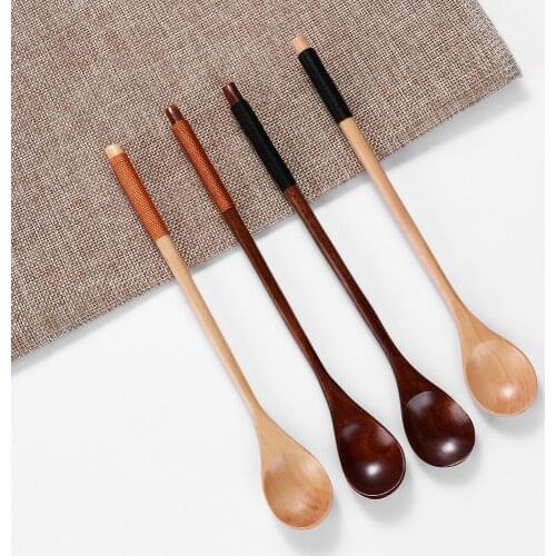Quality Natural Wood Spoon Fork Bamboo Kitchen Cooking Dining Soup Tea Honey Coffee Utensil Tools Soup-Teaspoon Tableware