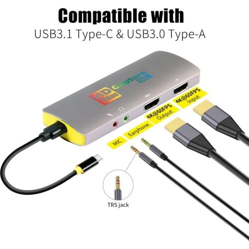 MiraBox 4K Game Capture, USB3.1 Type-C Video Capture Card with HDMI Loopout and Audio output for FaceBook YouTube Live Stream