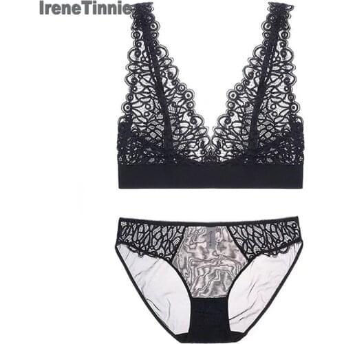 Irene Tinnie Womens Underwear Set Push-up Bra And Panty Sets Soft Comfortable Brassiere Sexy Bra Embroidery Lace Lingerie Set