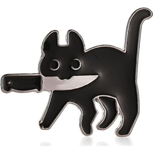Cartoon Creative Black Cat Modeling Pop-Enamel Pin Lapel Badges Brooch Funny Fashion Jewelry