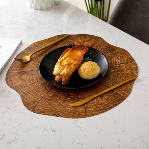 Round wood grain placemat 38cm diameter PP Insulation Western Placemat Forest outdoor wedding table decoration pad Coaster
