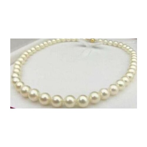 10-11mm south sea round white pearl necklace 18inch 14K Gold Clasp KKK