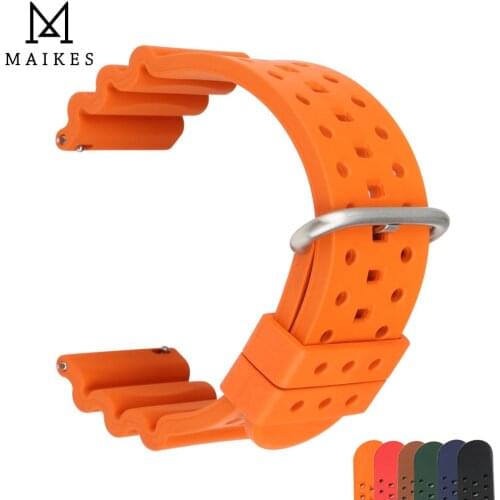 MAIKES Hight Quality 20mm Rubber Watchbands Quick Release Sport Watch Band Universal Silicone Rubber Watch Strap 6 color