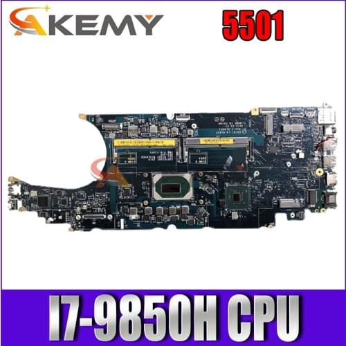 AkEmy PV5TM 5501 motherboard LA-H181P with I7-9850H CPU For DELL Latitude 5501 notebook motherboard mainboard tested full 100
