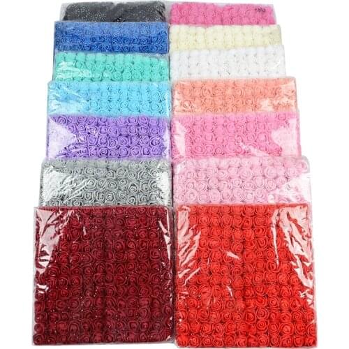 144pcs 2cm Mini Foam Rose Artificial Flower Bouquet Wedding Flower Decoration Scrapbooking DIY Wreath Cheap Fake Rose Flowers