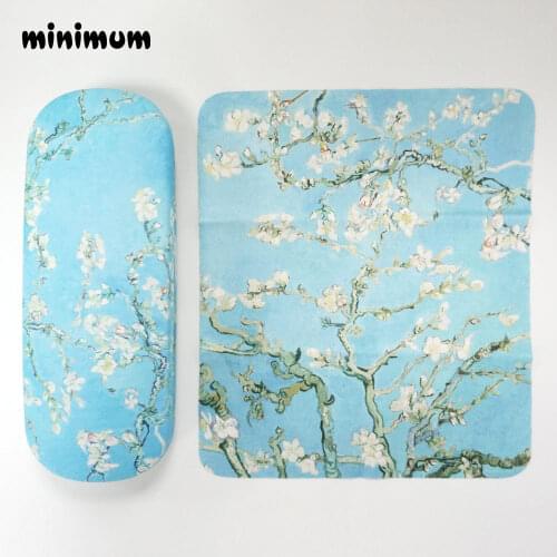 MINIMUM Retro oil painting sunglasses case with Glasses Cloth Microfiber Clean Lens Dust Wiper Camera Screen Cleaner Soft Suede
