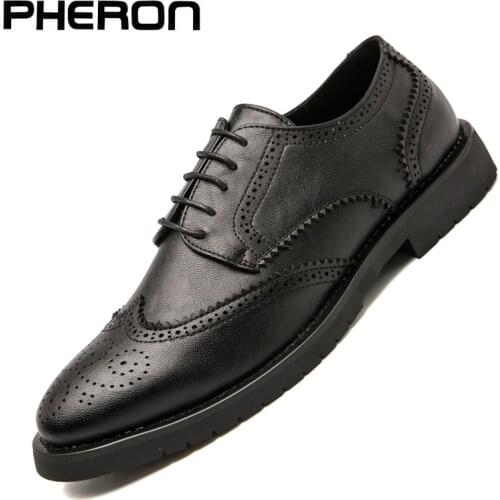 Men Brogue British Casual Dress Shoes Male Gentleman PU Leather Footwear Semi-formal Men Loafers Thick Sole Zapatos Hombre