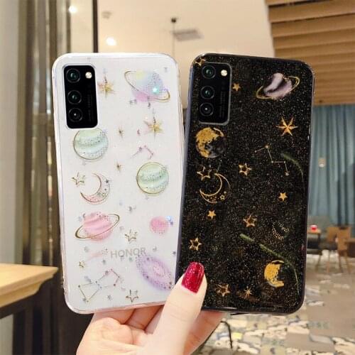Soft TPU Glitter Bling Shining Moon Planet Glitter Case For Huawei Honor Y9 Y6 2018 Mate 30 20 10 Pro Lite 20X Nova 2i 6 5 Case