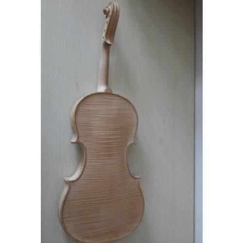 Unfinshed Flamed Maple Flamed Wood Back White 4/4 Violin Europen Wood Spruce Top Wood