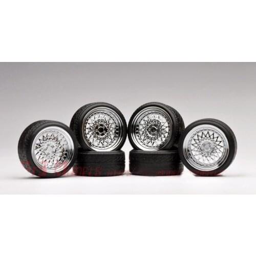 4Pcs 1:18 18" ENKEI 6666 Retrofitted Wheels with Tires 1/18 Scale RC Car Model Electroplated Wheel Hubs Spare Parts