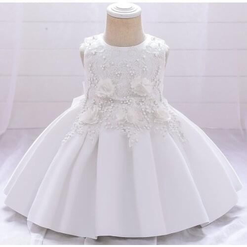Bridesmaid Dressess with Pearls Appliques Evening Ball Gowns Kids Flowers Bow Holy Communion Dresses Prom Vestidos for Girls