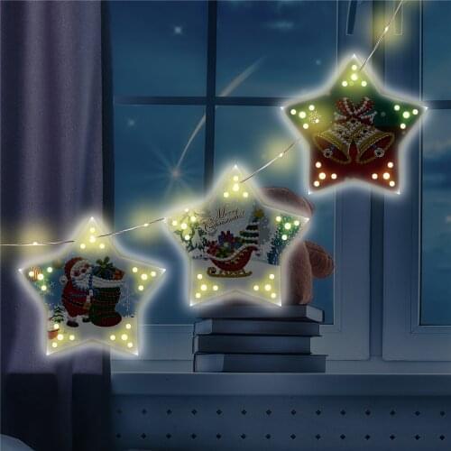Diamond painting Christmas tree hanging lights Christmas decoration five-pointed star LED lights